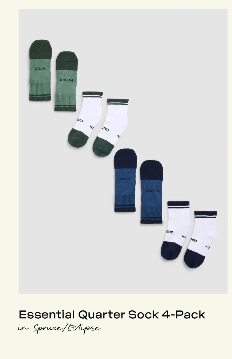 Essential Quarter Sock 4-Pack in Spruce/Eclipse - Shop Now: Essential Quarter Sock 4-Pack in Spruce/Eclipse - Shop Now: