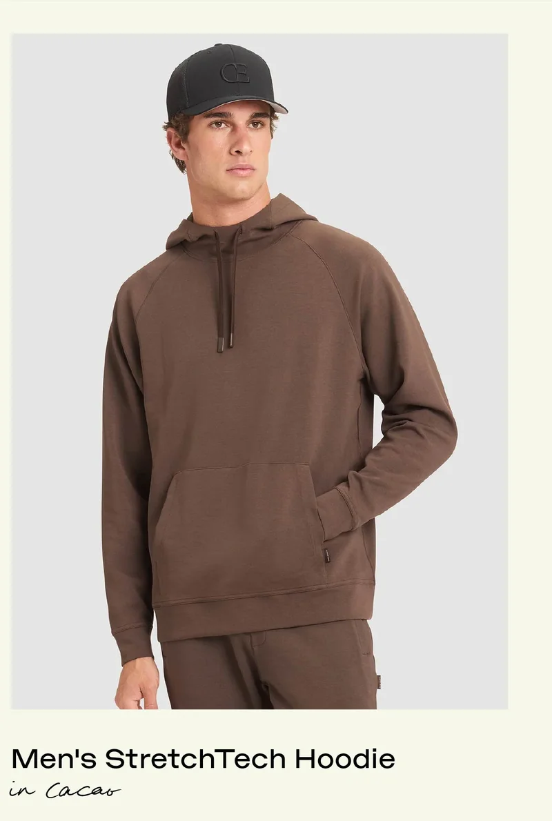 Men's StretchTech Hoodie in Cacao - Shop Now: Men's StretchTech Hoodie in Cacao - Shop Now: