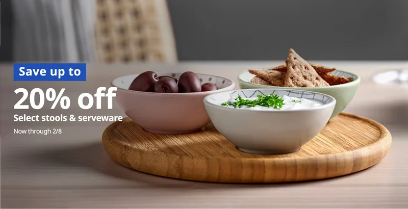 Round serving tray with bowls.