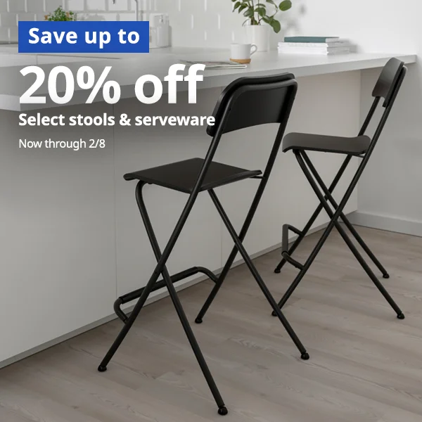 Bar folding stools, black. Save up to 20% off select stools and serveware.