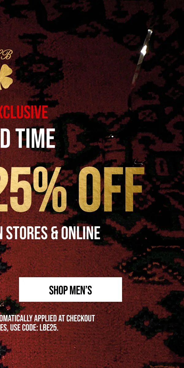 Extra 25% off Shop Men's