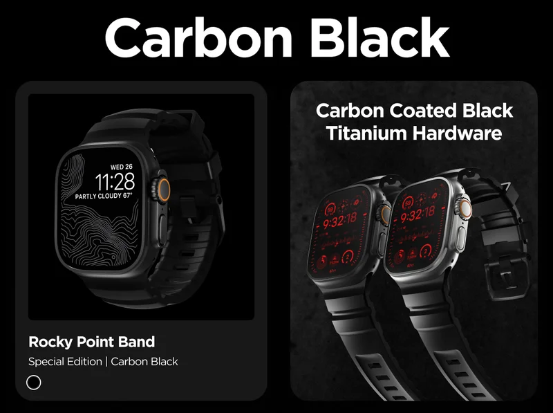Carbon Black. Rocky Point Band. Special Edition | Carbon Black. Carbon Coated Black Titanium Hardware.