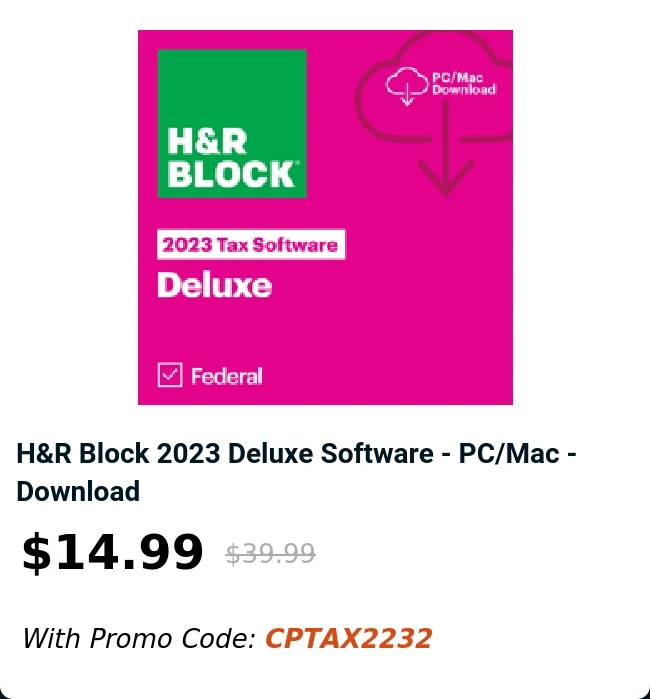 H&R Block 2023 Deluxe Software - PC/Mac - Download