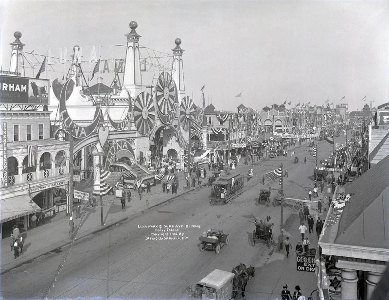 “Luna Park and Surf Avenue, Coney Island” by Irving Underhill