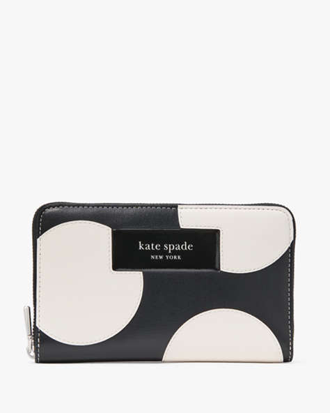 Label Dot Applique Medium Zip Around Wallet