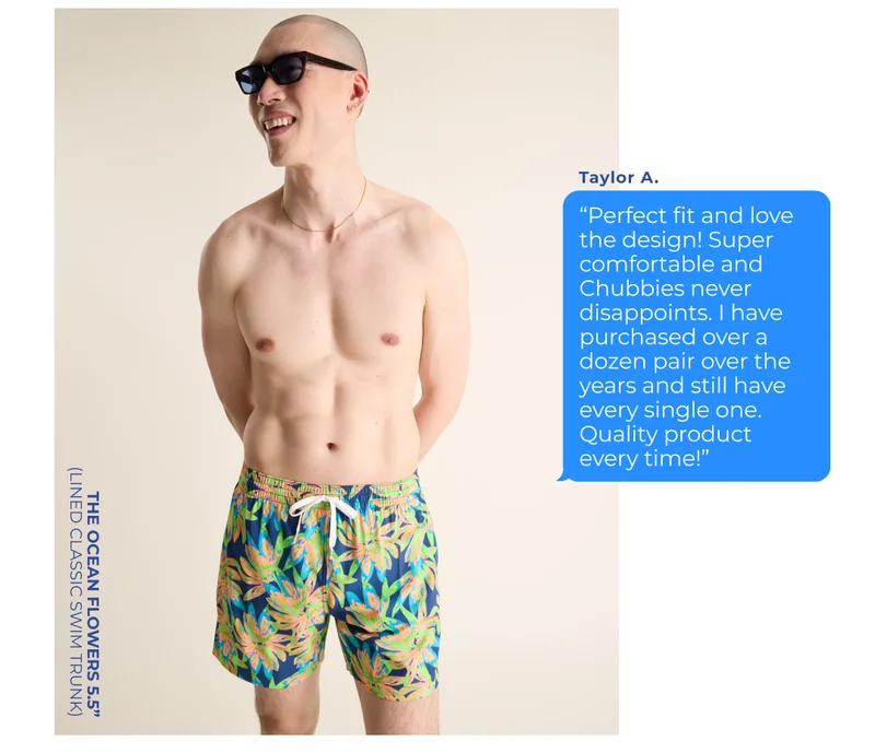 Lined Classic Swim Trunk: The Ocean Flowers 5.5"