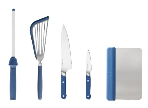 Misen's Cheffy Kit. Cooking Utensils, Honing Rod, Scraper, Knives