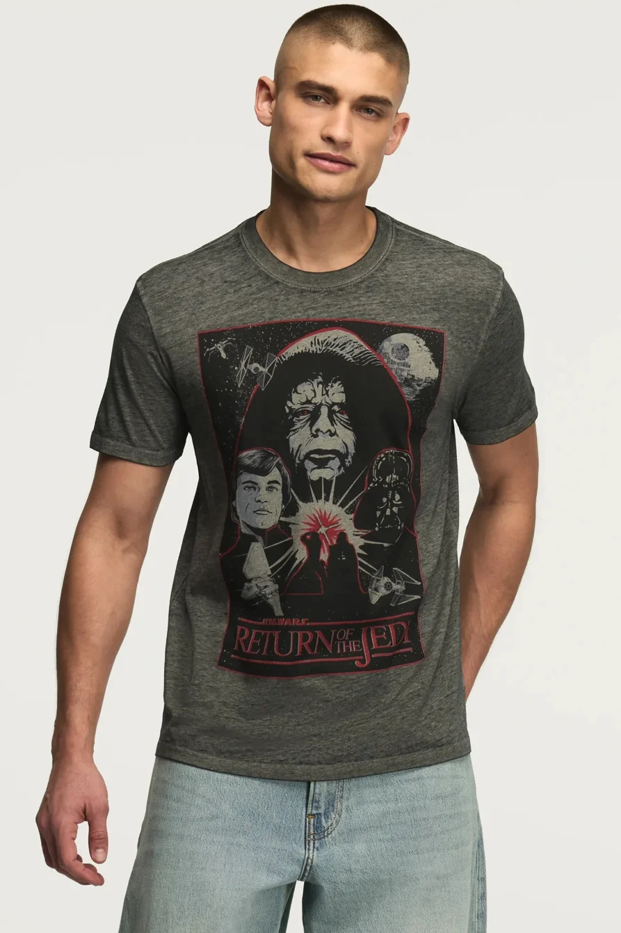 Image of Lucky Brand Star Wars Return Of The Jedi Tee - Men's Clothing Tops Shirts Tee Graphic T Shirts in #001 Black