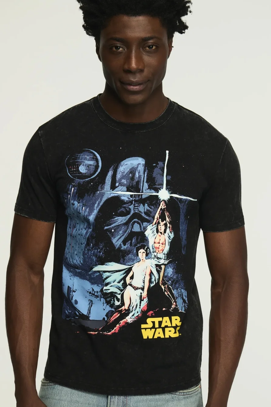Image of Lucky Brand Star Wars Movie Poster Tee - Men's Clothing Tops Shirts Tee Graphic T Shirts in #001 Black