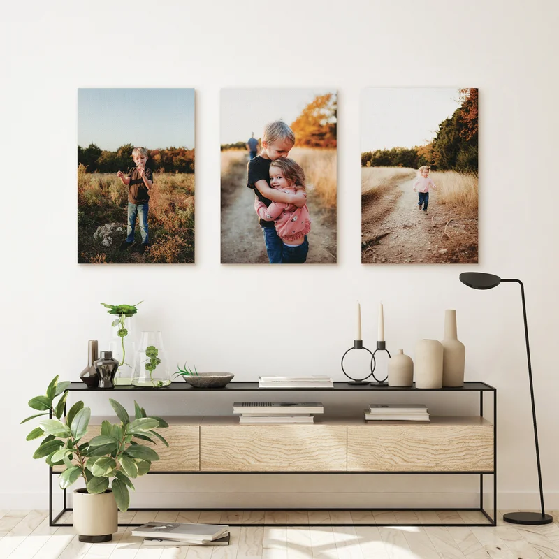 Canvas prints of siblings.