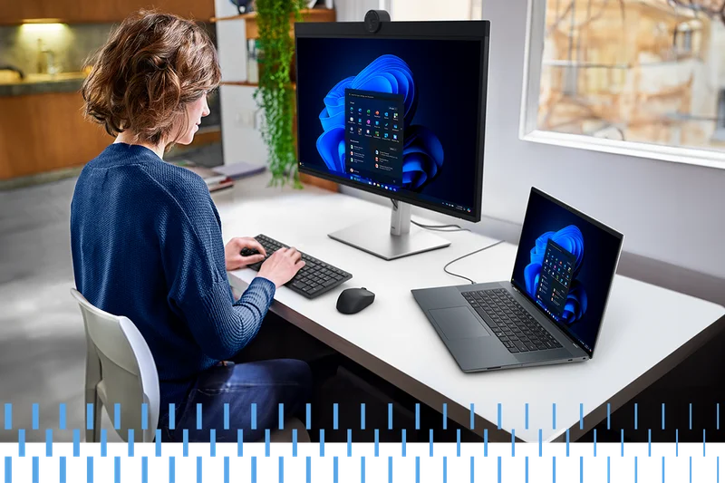 Woman Typing on Dell KM555 Silent Keyboard and Mouse