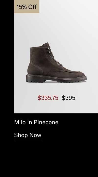 Milo in Pinecone 15% off. Shop Now