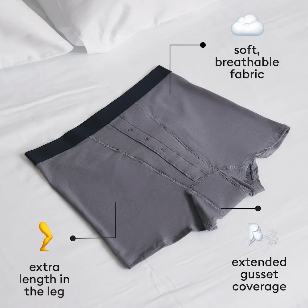 extra length in the leg, soft/breathable fabric, and extended gusset coverage