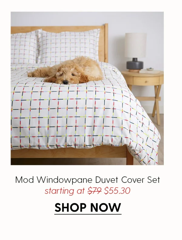 Mod Windowpane Brushed Cotton Duvet Cover Set
