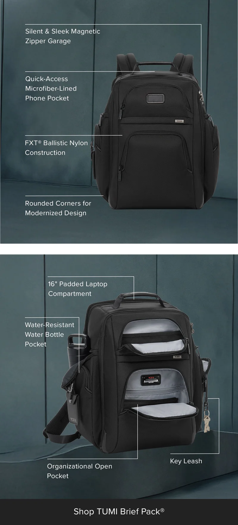 ake your office with you—and then some with the TUMI Brief Pack® reengineered this season with refined touchpoints and optimized organization.