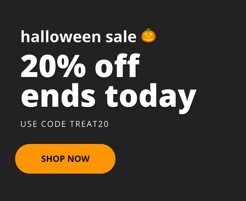 Halloween sale 20% off end today - USE CODE discount code - SHOP NOW
