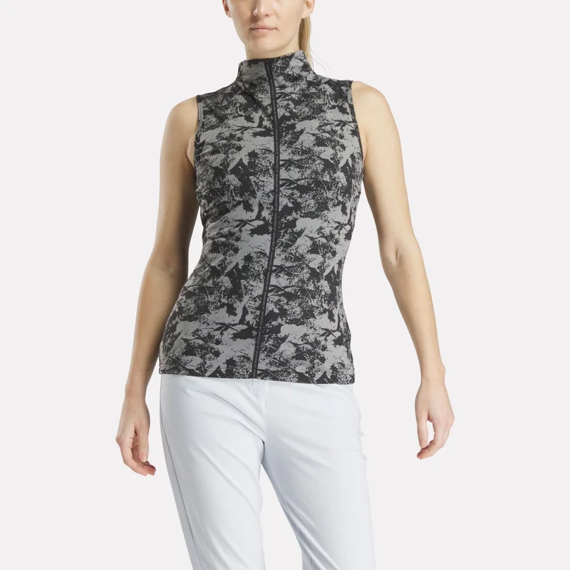 Image of Women's Sleeveless Mock Neck Golf Top - Vector Abstract Print