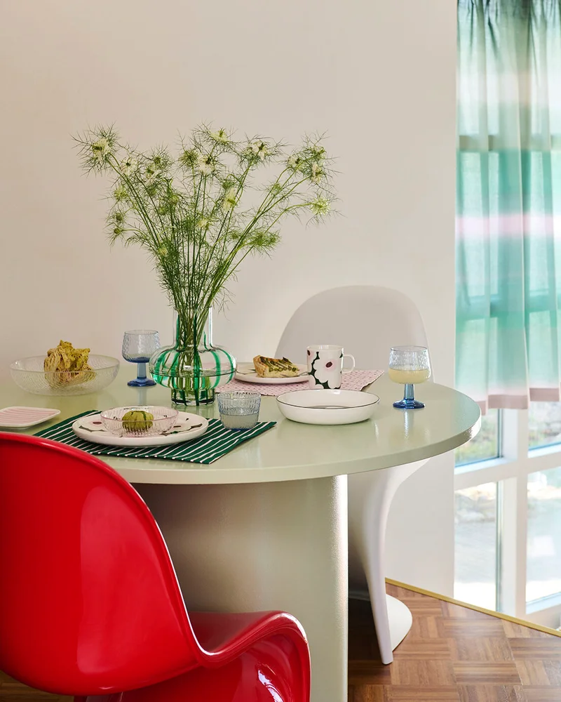 Table set with various home products