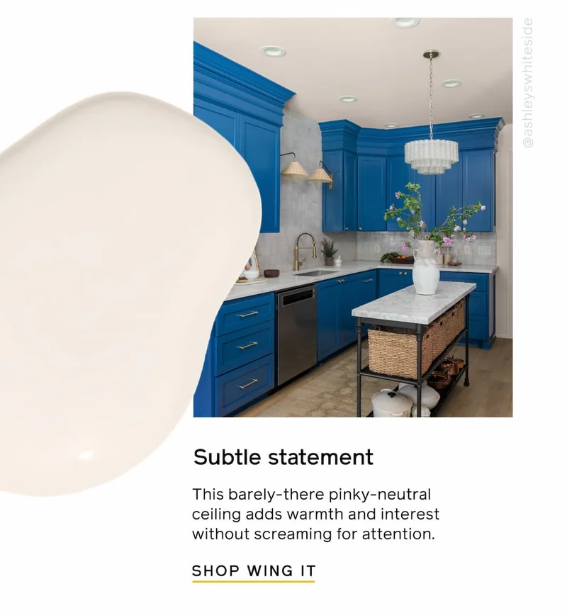 Subtle statement. This barely-there pinky-neutral ceiling adds warmth and interest without screaming for attention. SHOP WING IT
