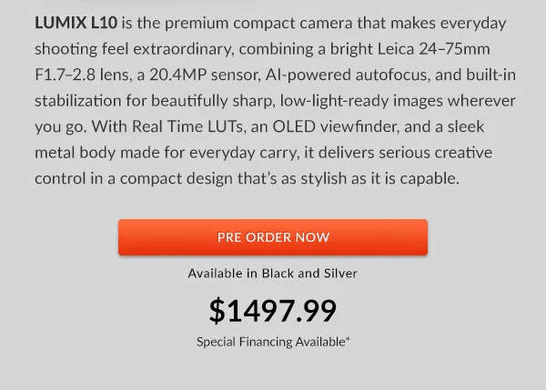 LUMIX L10 Premium Compact Digital Camera, 24-75mm Zoom Lens