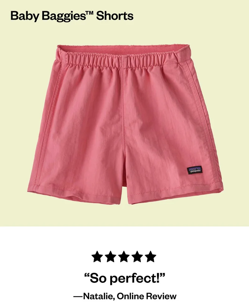 Baby Baggies Shorts. Five stars. Online reviewer Natalie says “So perfect!”