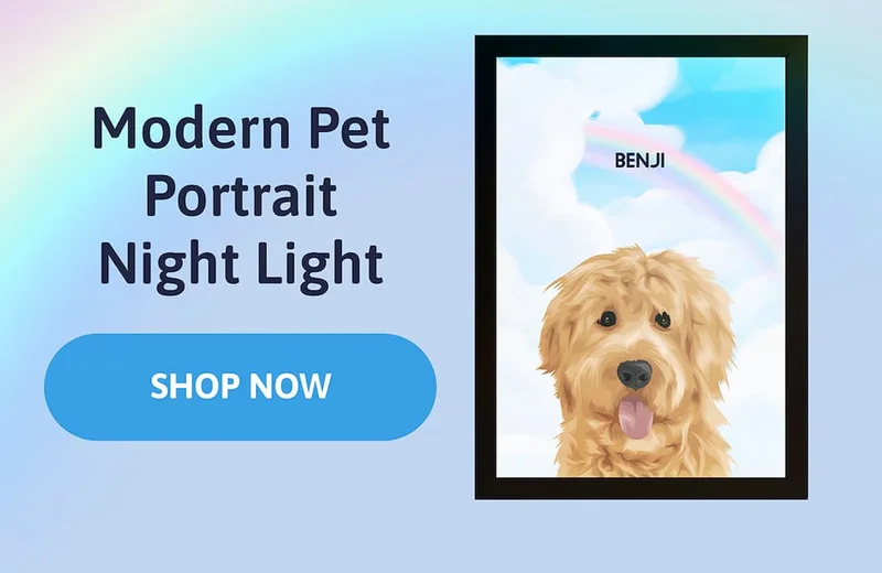 Modern Pet Portrait Night Light - Rainbow Background