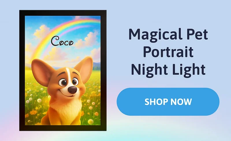 Magical Pet Portrait Night Light - Rainbow Background