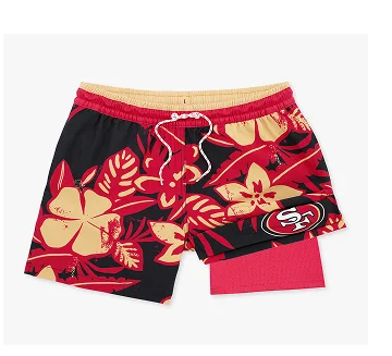NFL Lined Swim Trunk: The 49ers Deep End Zones 5.5"
