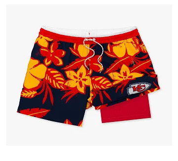 NFL Lined Swim Trunk: The Chiefs Deep End Zones 5.5"