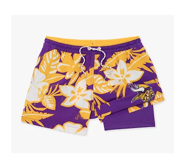 NFL Lined Swim Trunk: The Vikings Deep End Zones 5.5"