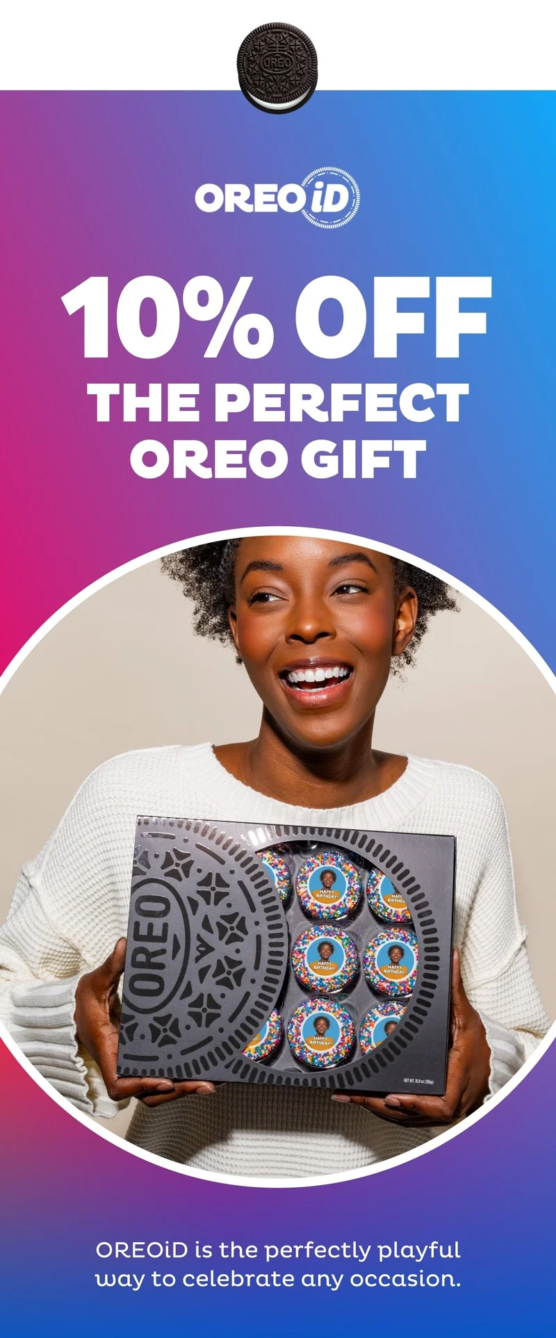 Save 10% when you customize your own OREO Cookies with OREOiD!
