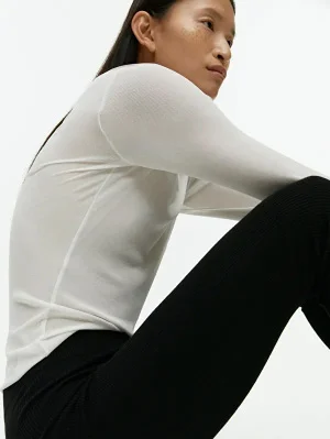 Rib-Knit Silk Top