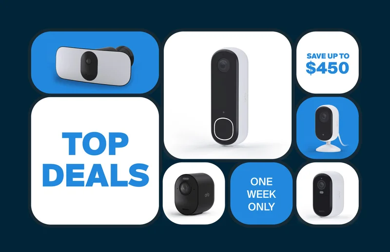 Top Deals. Save up to $450. One week only. Various Arlo home security products.