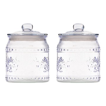 10 Strawberry Street Set of 2 Wentworth Glass Canister