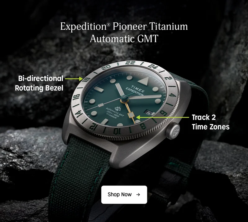 Shop Now (Expedition Pioneer Titanium Automatic GMT) - Timex