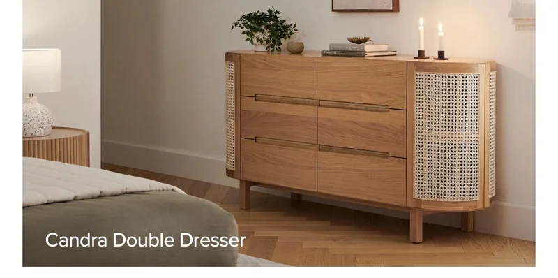 Candra Oak 6-Drawer Double Dresser