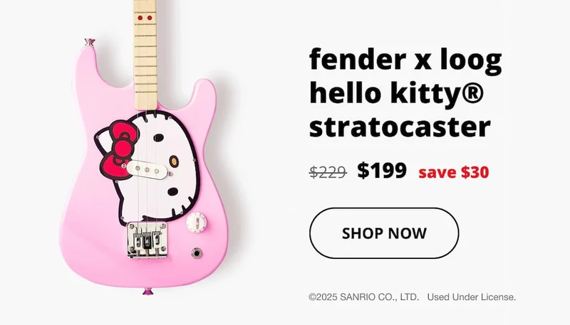 fender x loog hello kitty stratocaster electric guitar - SHOP NOW