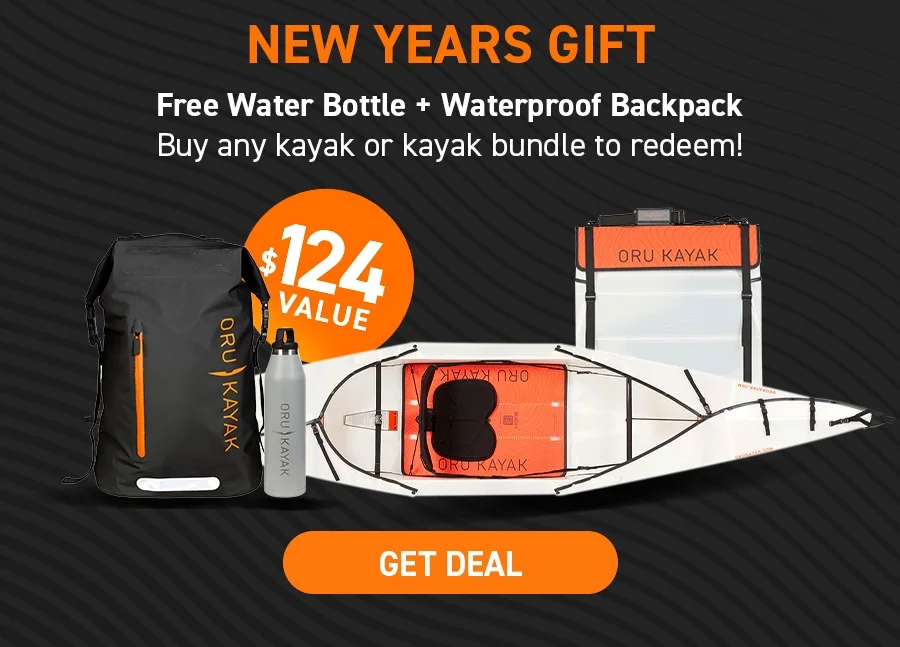 New year, endless adventures! Get a free waterproof backpack + water bottle with any kayak purchase!