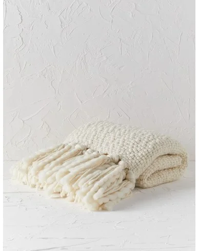 Olema Handwoven Throw-Ivory