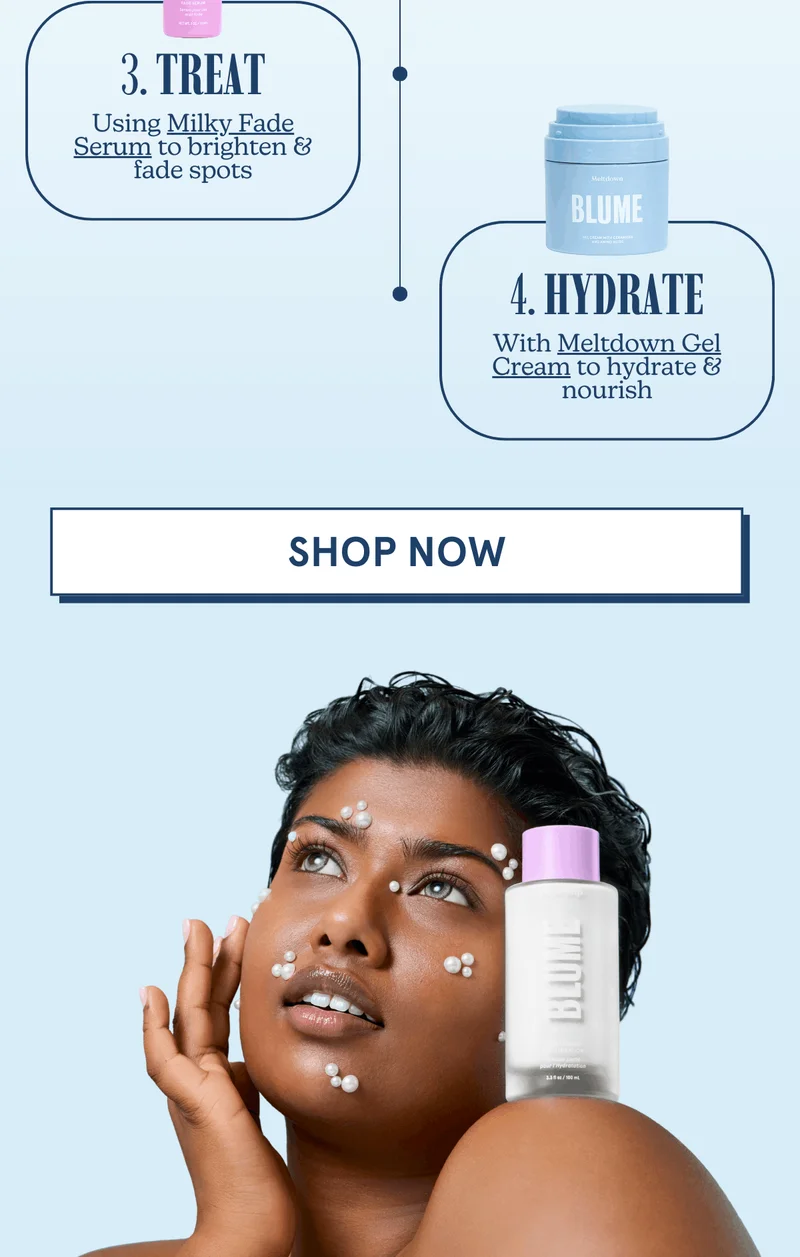 3. Treat Using Milky Fade Serum to brighten & fade spots | 4. Hydrate With Meltdown Gel Cream to hydrate & nourish [SHOP NOW]
