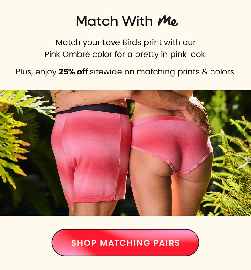 Shop Matching Pairs. Match With ME. Match Your love birds print with our Pink Ombre color for a pretty in pink look.