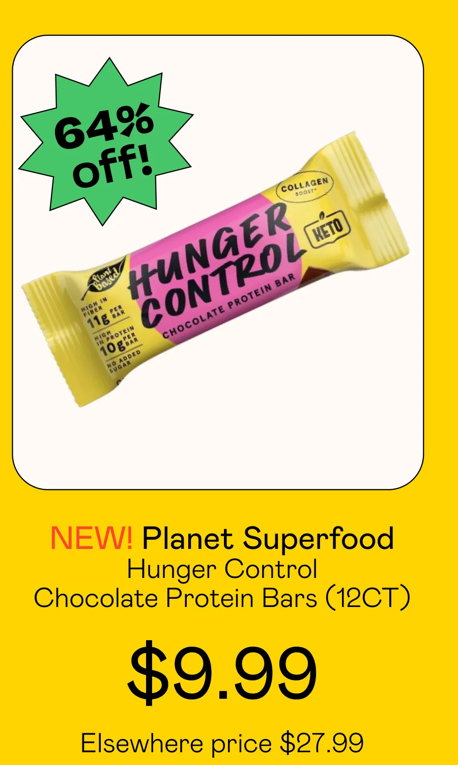 Hunger Control - Chocolate Protein Bars (12CT)