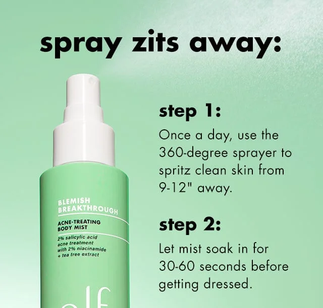 1. spritze, 2. let mist soak in