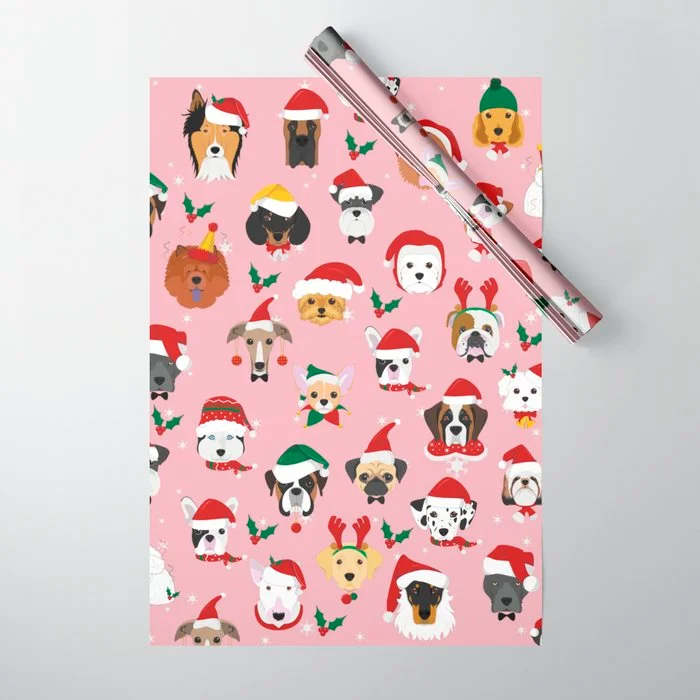 Christmas Dog Pattern Illustration Wrapping Paper Wrapping Paper