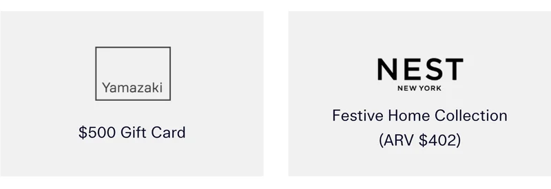 $500 Gift Card to Yamazaki Home  |  NEST New York Festive Home Collection (ARV $402)