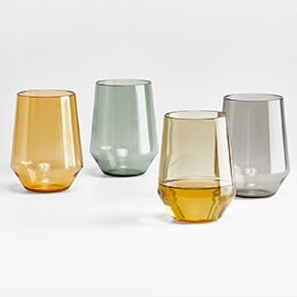 Tour Multicolor Outdoor Stemless Wine Glasses, Set of 4