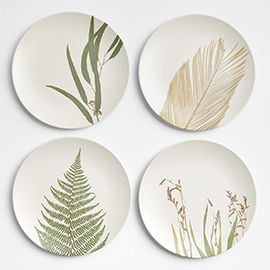 Botanical Bamboo Melamine Plates, Set of 4