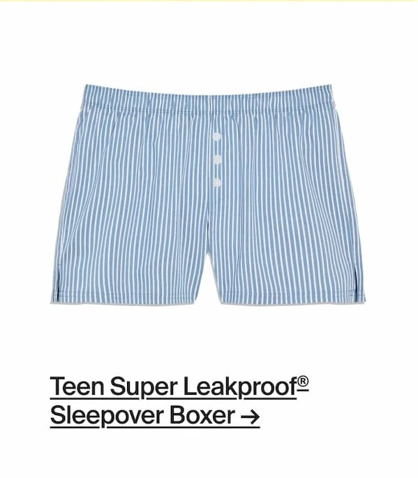 Teen Super Leakproof® Sleepover Boxer →
