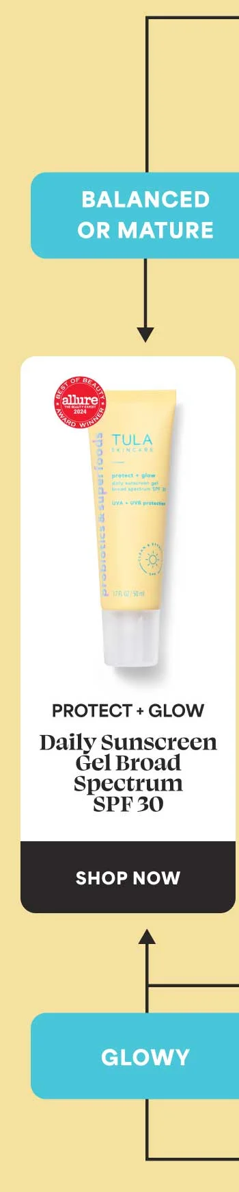 BALANCED OR MATURE - Protect + Glow SPF 30. Daily Sunscreen Gel Broad Spectrum  SPF 30 -- SHOP NOW