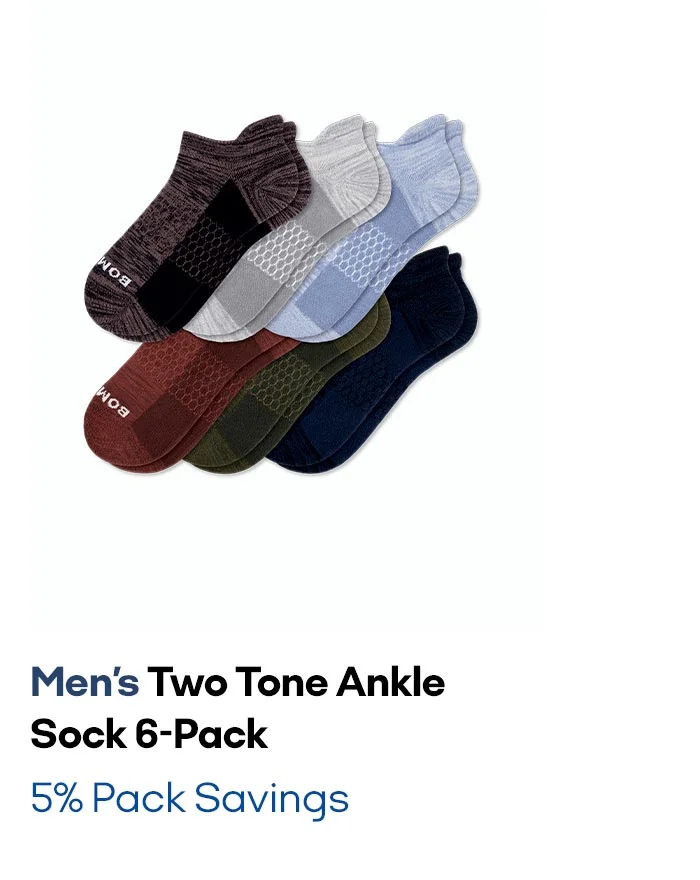 Men's Two Tone Ankle Sock 6-Pack 5% Pack Savings